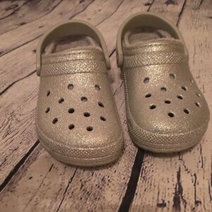 Glittery Silver Crocs